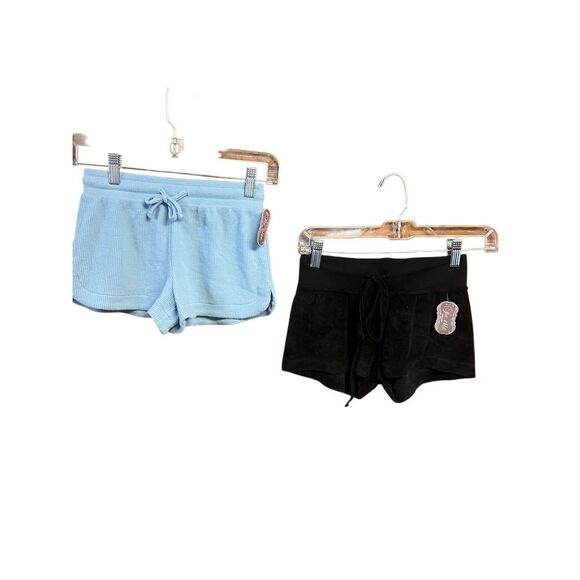 Suzette Girls Soft Shorts (2) Black/Powder Blue Sz M (8/10) NWT - Picture 1 of 4